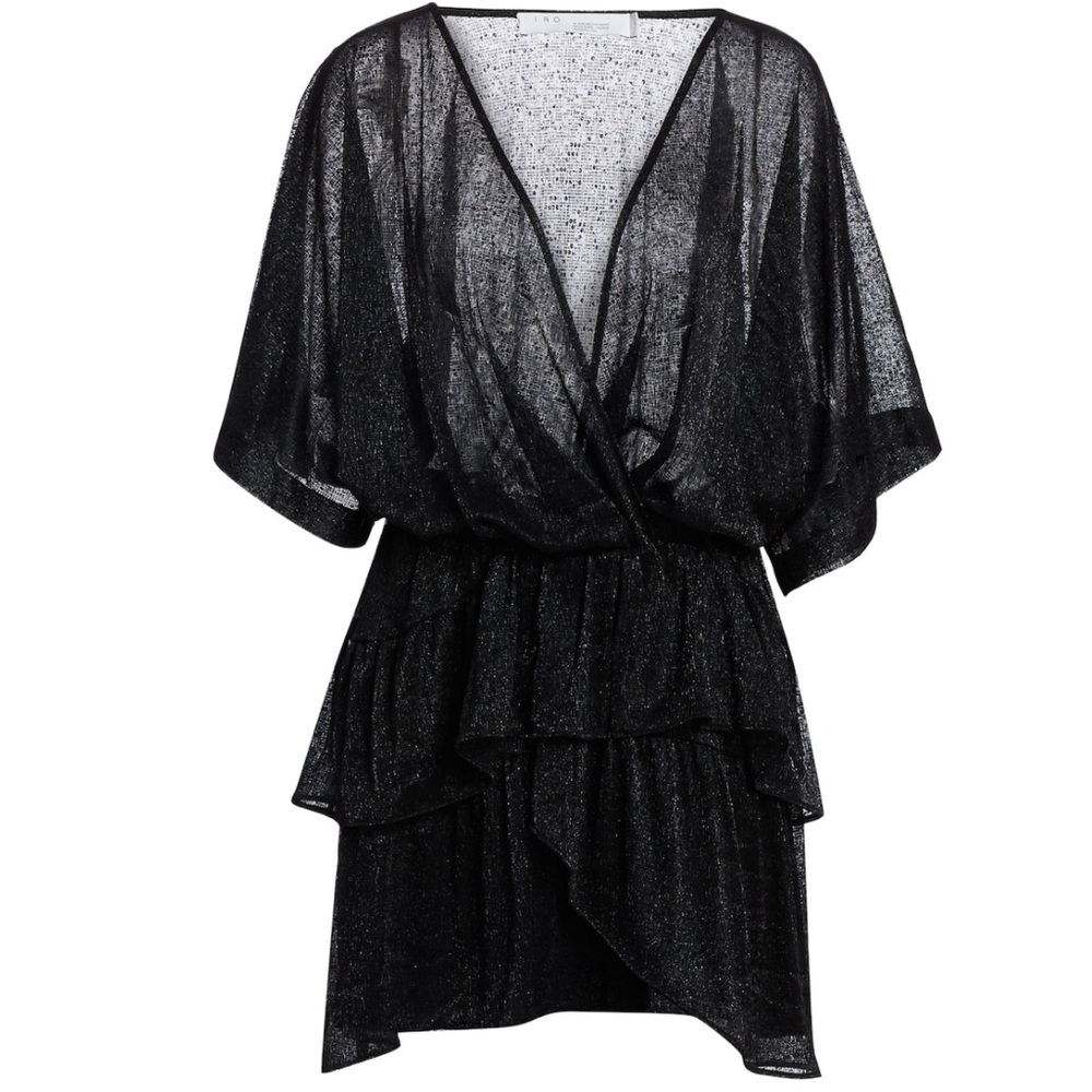 Iro Metallic Tiered Ruffle V-Neck Dress